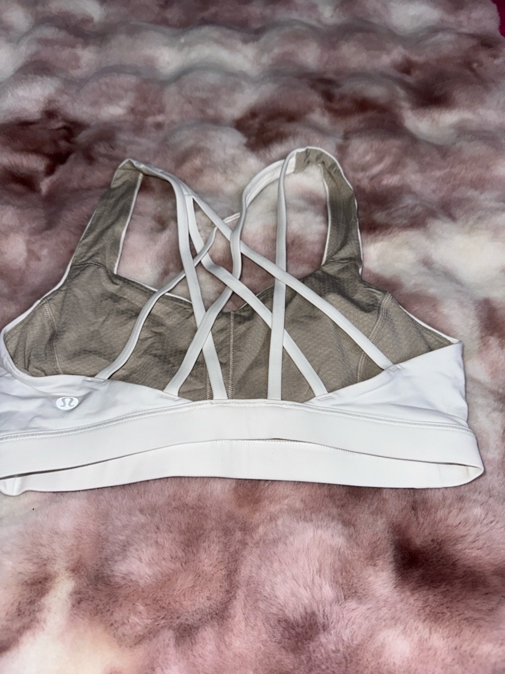 lululemon athletica White & Taupe Strappy Sports Bra